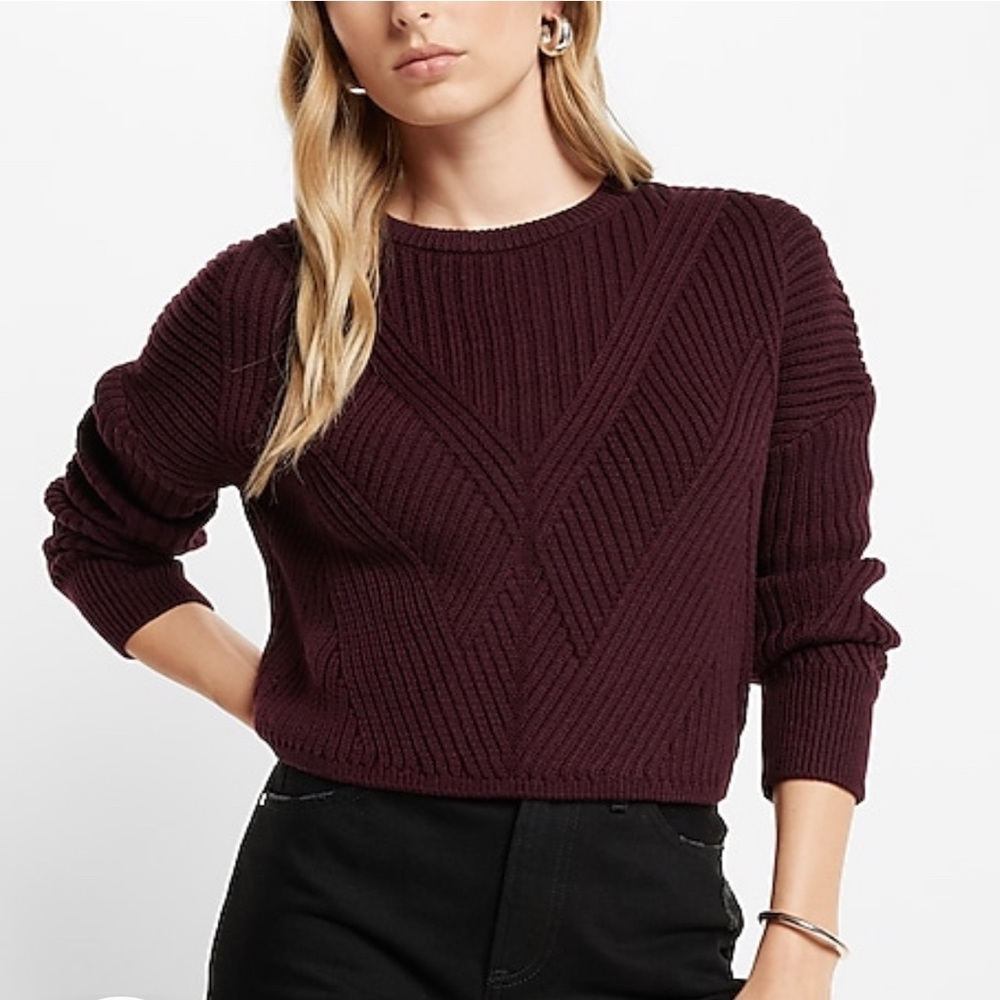 Express Ribbed Design Crew Neck Sweater